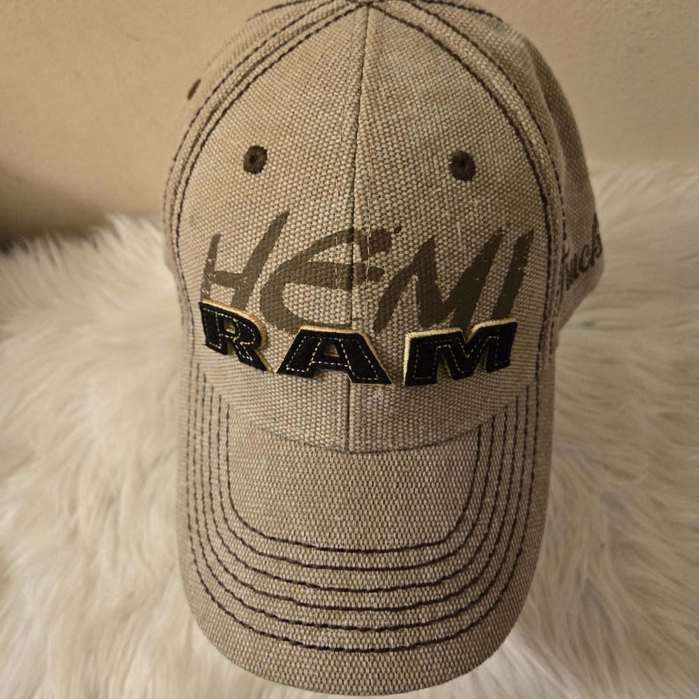 Unisex HEMI RAM Embroidered Beige Canvas Cap-Choko